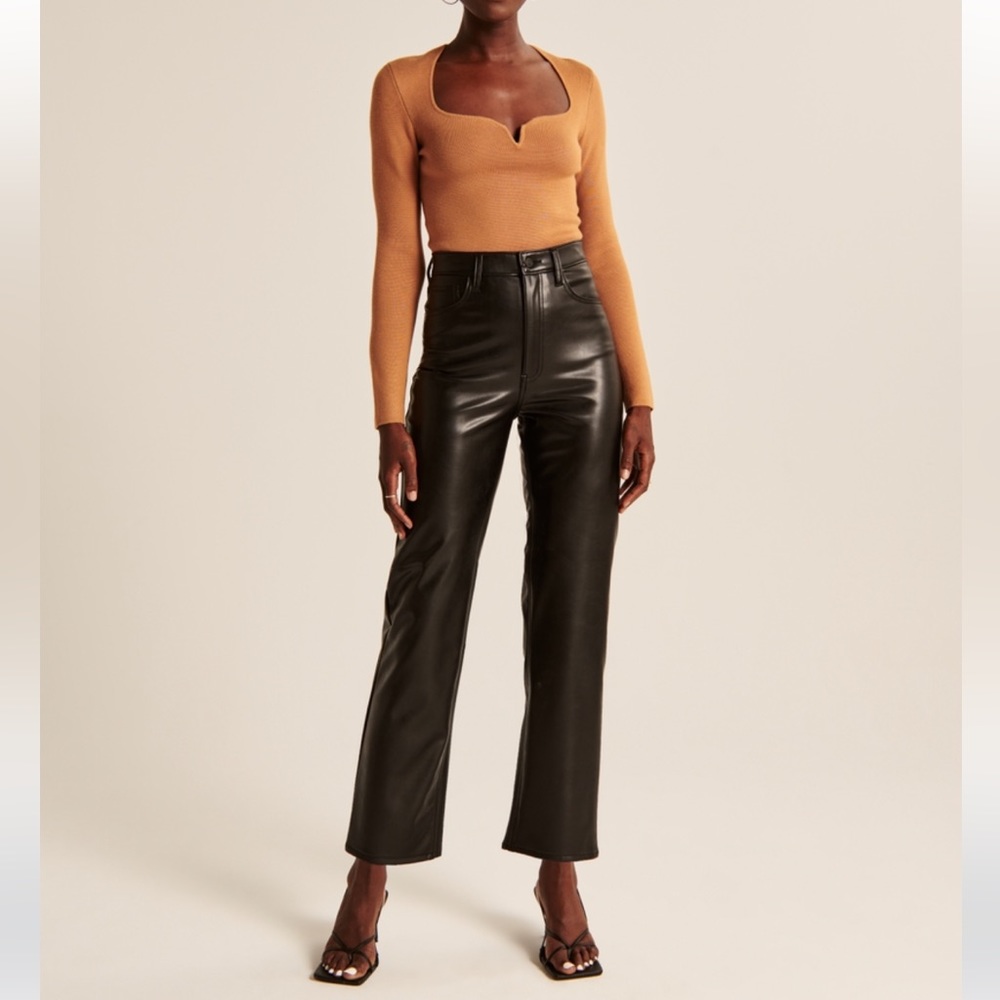 Abercrombie & Fitch Vegan Leather Ankle Straight Pants